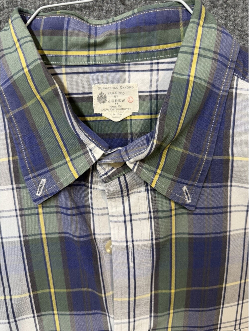 J.Crew Sunwashed Oxford Plaid Shirt Men’s Large Preppy Casual